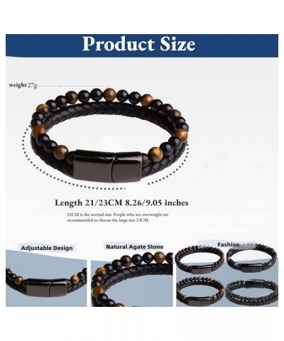 4Pcs Natural Agate Stone Leather Beaded Bracelet, Natural Agate Stone Bracelet,Natural Stone Bracelet 21CM $11.75 Bracelets