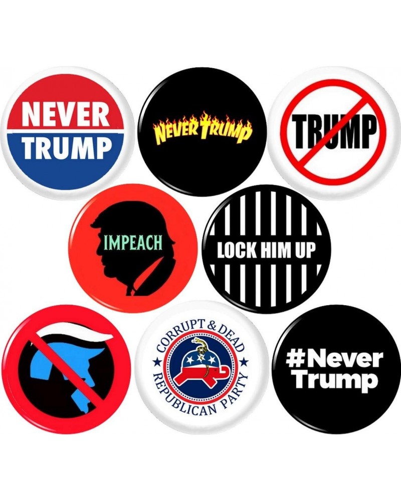 NEVER TRUMP set of 8 1" inch (25mm) NEW button pin badge nevertrump anti protest impeach resist against stop $9.52 Others