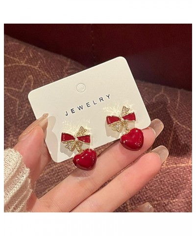 Heart Earrings for Women Girls Pink Heart Flower Earrings Red Heart Bow Stud Earrings Enamel Fat Heart Earrings Cute Statemen...