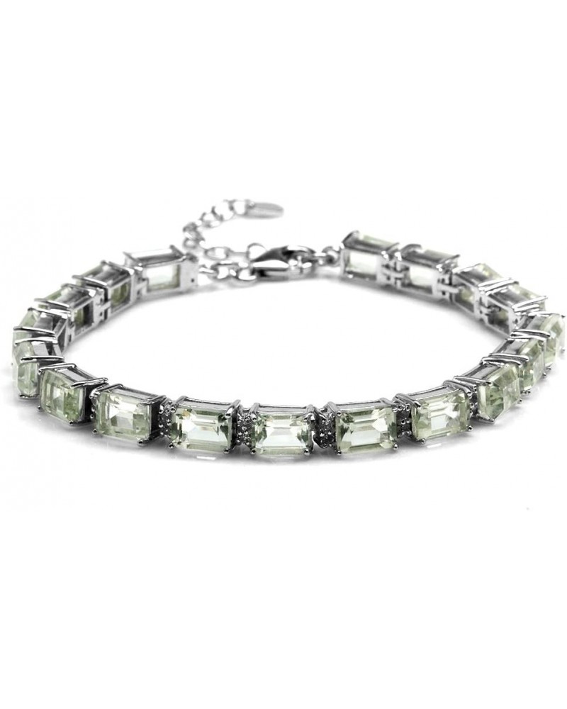 18.18ct. Octagon Green Amethyst Gold Plated 925 Sterling Silver Tennis Bracelet Adjustable 7 to 8.5 Inch $41.80 Bracelets