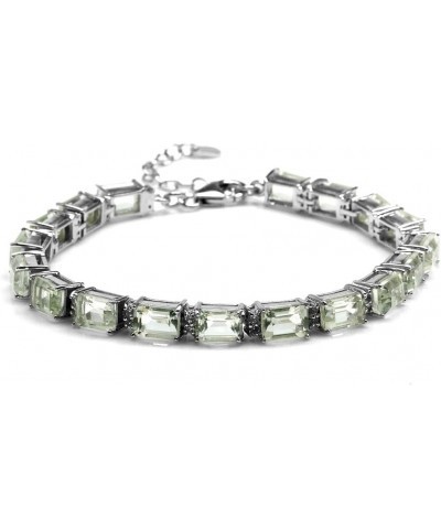 18.18ct. Octagon Green Amethyst Gold Plated 925 Sterling Silver Tennis Bracelet Adjustable 7 to 8.5 Inch $41.80 Bracelets