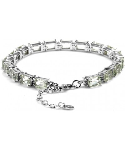 18.18ct. Octagon Green Amethyst Gold Plated 925 Sterling Silver Tennis Bracelet Adjustable 7 to 8.5 Inch $41.80 Bracelets