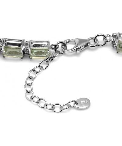 18.18ct. Octagon Green Amethyst Gold Plated 925 Sterling Silver Tennis Bracelet Adjustable 7 to 8.5 Inch $41.80 Bracelets