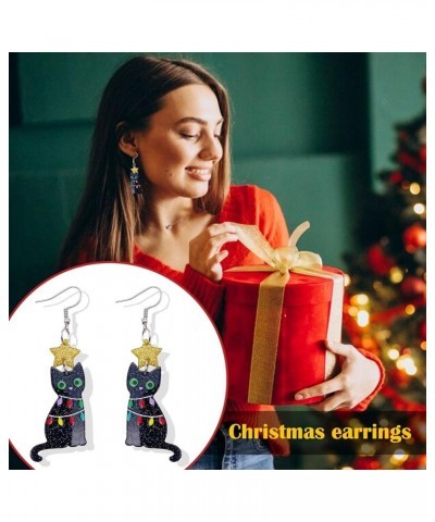 Christmas Earrings for Women Colorful Rhinestone Crystal Christmas Tree Elk Bowknot Bell Gingerbread Light Bulb Dangle Earrin...