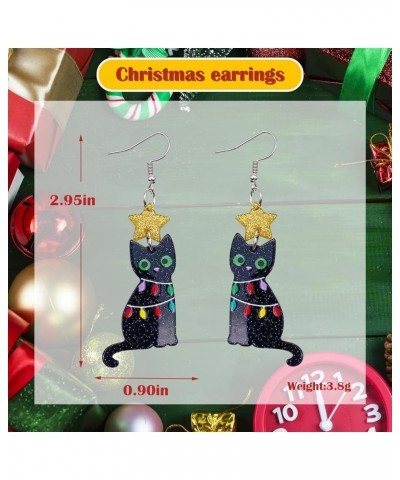 Christmas Earrings for Women Colorful Rhinestone Crystal Christmas Tree Elk Bowknot Bell Gingerbread Light Bulb Dangle Earrin...