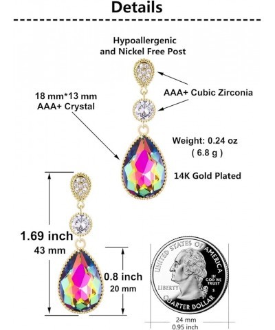 18 * 13MM Big Teardrop Crystal Pendant Dangle Necklaces and Earrings Jewelry Sets for Women Glod Plated Nov-Citrine-Rose Gold...