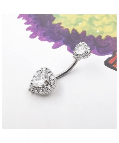 Belly Rings 316L Surgical SS PVD Plated Multicolor Heart CZ Navel Piercing Shiny Belly Button Rings white $9.34 Body Jewelry