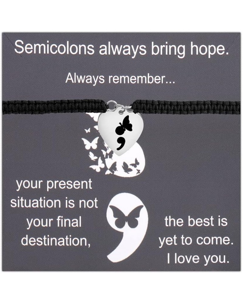 Semicolon Gift Suicide Prevention Awareness Necklace Mental Health Awareness Bracelet Depression Inspired Gifts DepressionRop...