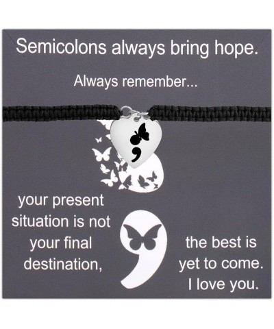 Semicolon Gift Suicide Prevention Awareness Necklace Mental Health Awareness Bracelet Depression Inspired Gifts DepressionRop...