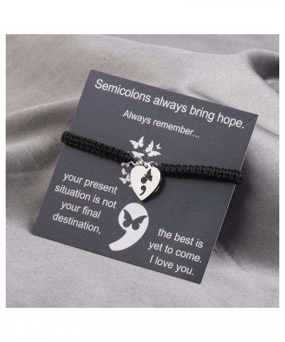 Semicolon Gift Suicide Prevention Awareness Necklace Mental Health Awareness Bracelet Depression Inspired Gifts DepressionRop...