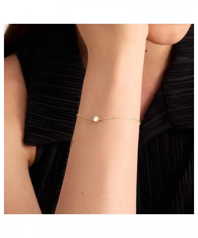 Diamond Solitaire Bracelet for Women | 14k Real Gold Round Cut Diamond Bracelets | 14k Gold Diamond Bracelets | Women's 14k G...