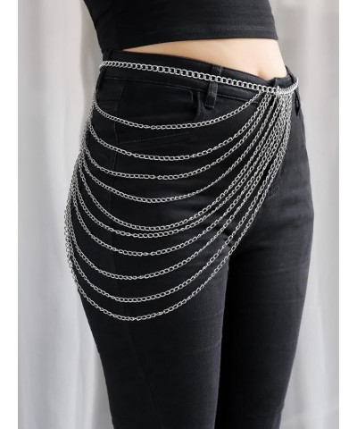 Punk Waist Chain Belt Black Leather Layered Belly Body Chains Rave Accessories for Women Festival Outfit Gold color $8.99 Bod...