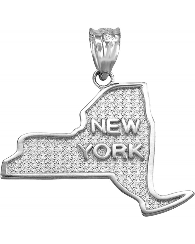 .925 Sterling Silver Dangling USA American State Map with Star Texture Charm Pendant - Choice of State New York $11.00 Pendants