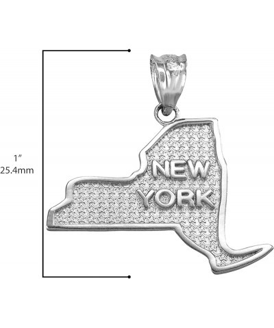 .925 Sterling Silver Dangling USA American State Map with Star Texture Charm Pendant - Choice of State New York $11.00 Pendants