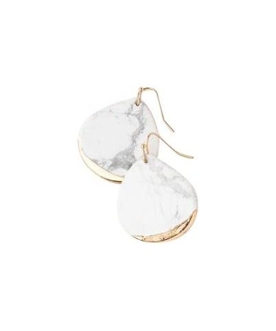 Stone Dipped Teardrop Earring - Howlite/Gold $17.98 Earrings