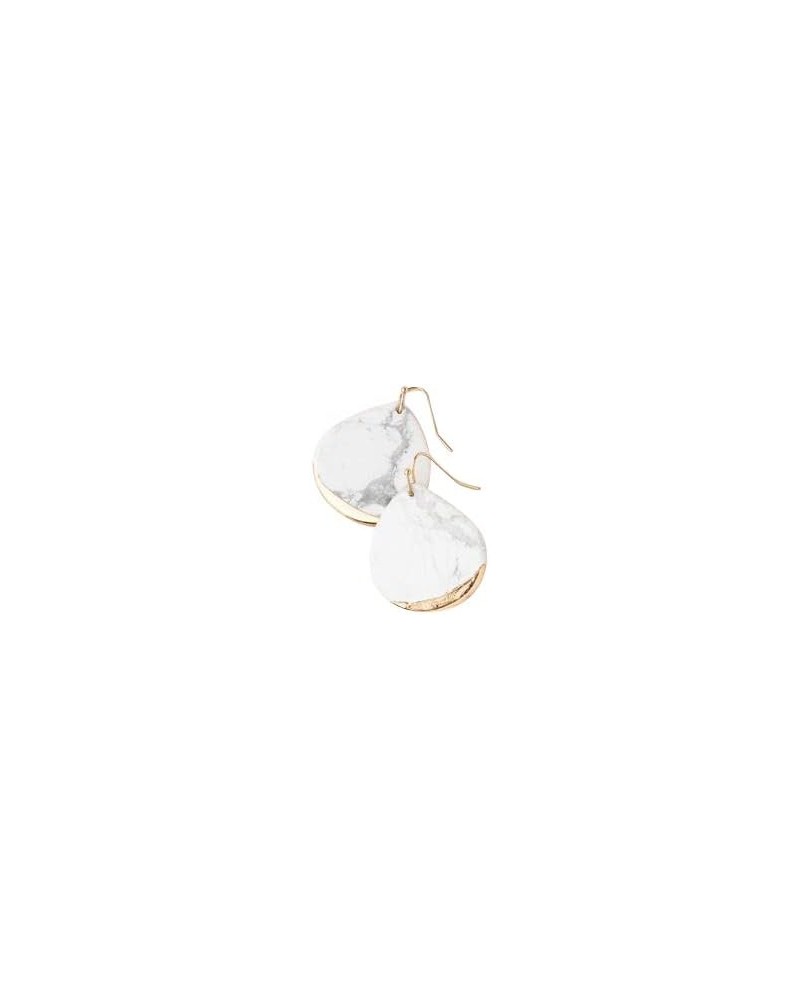 Stone Dipped Teardrop Earring - Howlite/Gold $17.98 Earrings