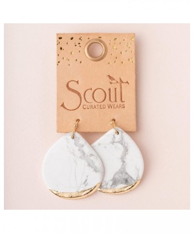 Stone Dipped Teardrop Earring - Howlite/Gold $17.98 Earrings