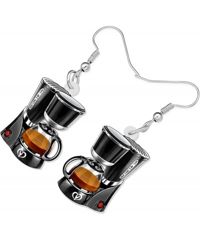 Novelty Acrylic Coffee Machine Earrings for Women Girls Dangle Hook Earrings Jewelry for Gifts Brown $7.55 Earrings