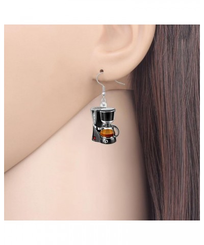 Novelty Acrylic Coffee Machine Earrings for Women Girls Dangle Hook Earrings Jewelry for Gifts Brown $7.55 Earrings