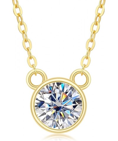 Moissanite Pendant Necklace 1CT D Color VVS1 Round Cut Lab Diamond 14K Gold Plated Silver Necklace for Women with Certificate...