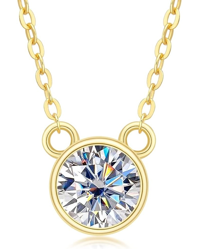 Moissanite Pendant Necklace 1CT D Color VVS1 Round Cut Lab Diamond 14K Gold Plated Silver Necklace for Women with Certificate...