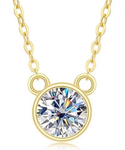 Moissanite Pendant Necklace 1CT D Color VVS1 Round Cut Lab Diamond 14K Gold Plated Silver Necklace for Women with Certificate...