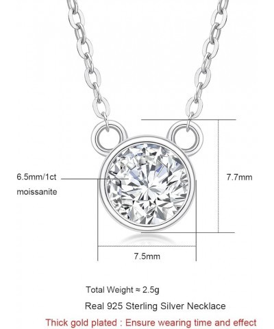 Moissanite Pendant Necklace 1CT D Color VVS1 Round Cut Lab Diamond 14K Gold Plated Silver Necklace for Women with Certificate...