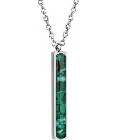 Vertical Gemstone Bar Necklace for Women Dainty Turquoise Sodalite Malachite Stone Bar Pendant Necklace for Women Girls Heali...