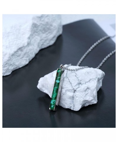 Vertical Gemstone Bar Necklace for Women Dainty Turquoise Sodalite Malachite Stone Bar Pendant Necklace for Women Girls Heali...