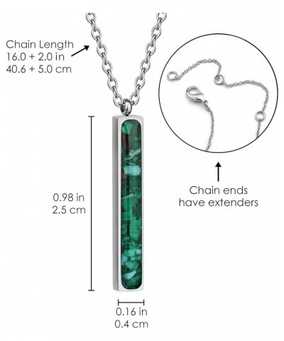 Vertical Gemstone Bar Necklace for Women Dainty Turquoise Sodalite Malachite Stone Bar Pendant Necklace for Women Girls Heali...