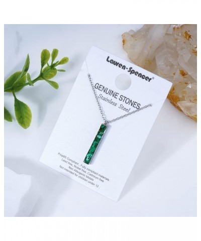 Vertical Gemstone Bar Necklace for Women Dainty Turquoise Sodalite Malachite Stone Bar Pendant Necklace for Women Girls Heali...