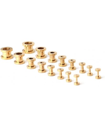 16pcs Surgical Steel Screw Tunnel Gauge Ear Expander Stretching Kit Plugs Piercing -8 Pairs 14g-00g (1.6mm-10mm) Gold $9.87 B...