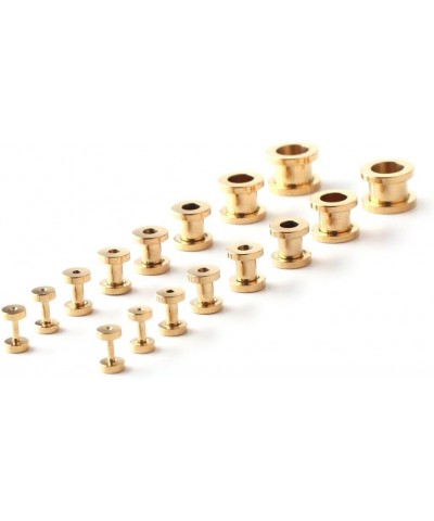 16pcs Surgical Steel Screw Tunnel Gauge Ear Expander Stretching Kit Plugs Piercing -8 Pairs 14g-00g (1.6mm-10mm) Gold $9.87 B...