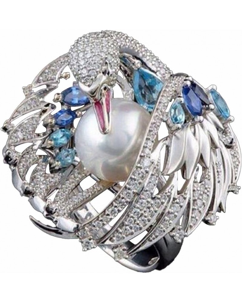 Fashion Women White Swan Pearl Retro Classic Ring Jewelry Fun Jewels (A, B) A C $8.46 Rings