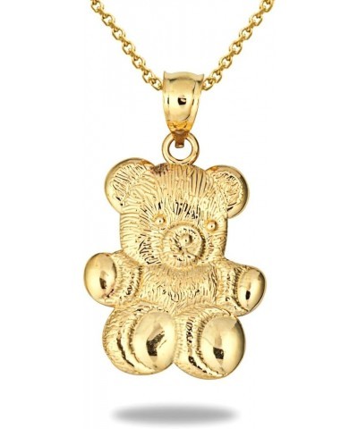 Solid 14k Gold Teddy Bear Pendant Necklace Yellow Gold 20.0 Inches $125.99 Necklaces