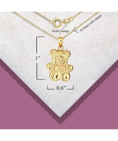 Solid 14k Gold Teddy Bear Pendant Necklace Yellow Gold 20.0 Inches $125.99 Necklaces