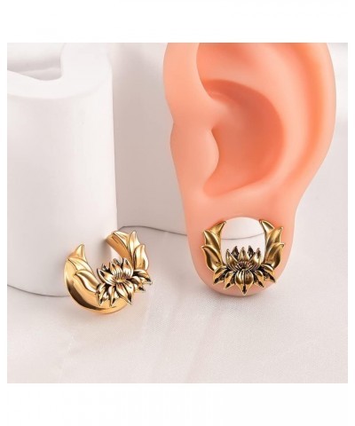 2PCS 8mm-16mm Ear Gauges Hypoallergenic 316L Stainless Steel Lotus Flower Saddle Plugs Tunnels Piercing Expander Stretchers B...