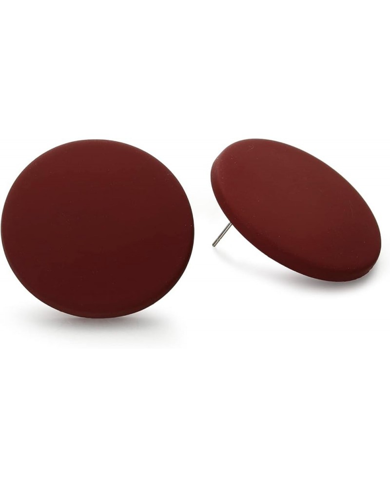 Button Earrings, Large Round Acrylic Stud Earrings for Women Girls Maroon $9.50 Earrings