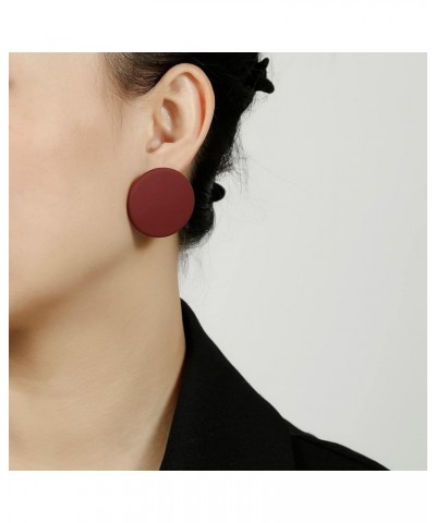 Button Earrings, Large Round Acrylic Stud Earrings for Women Girls Maroon $9.50 Earrings