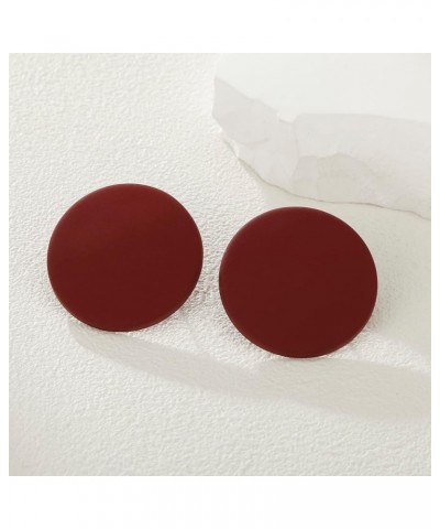 Button Earrings, Large Round Acrylic Stud Earrings for Women Girls Maroon $9.50 Earrings