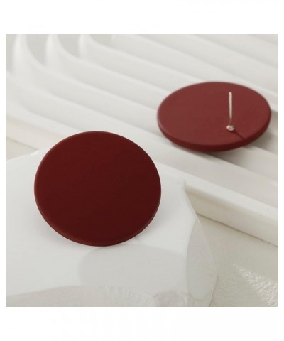 Button Earrings, Large Round Acrylic Stud Earrings for Women Girls Maroon $9.50 Earrings