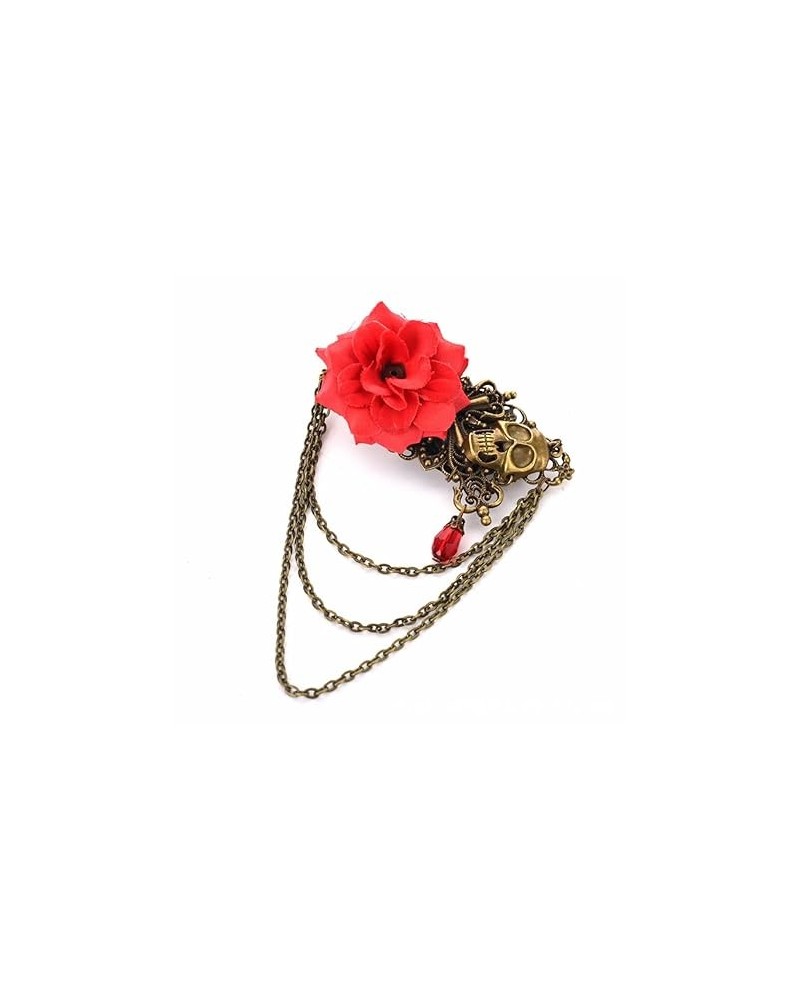 Vintage Punk Rose Hair Clip Skull Cross Long Chain Brooch Pin Gothic Lolita Headpiece for Halloween Costume Hair Accessories ...