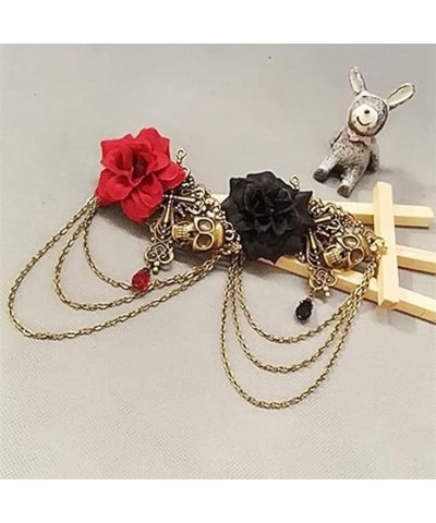 Vintage Punk Rose Hair Clip Skull Cross Long Chain Brooch Pin Gothic Lolita Headpiece for Halloween Costume Hair Accessories ...