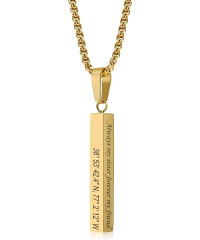 Personalized Bar Necklace Vertical - Customized Necklace Stainless 3D Pendant Custom Name Engravable Necklace Gift for Women ...