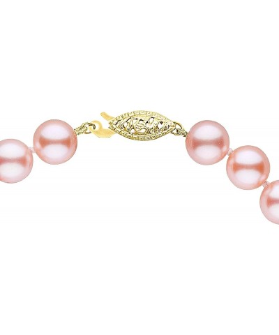 14K Gold AAAA Pink Freshwater Cultured Pearl Silk-Knotted Strand Bracelet with Fishhook Clasp - Choice of Pearl Size, Bracele...