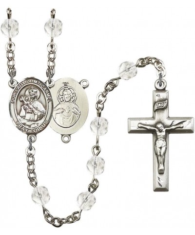 Our Lady of Mount Carmel Silver-Plated Rosary - Every Birth Month Color and More April Crystal, Small Crucifix $66.87 Necklaces