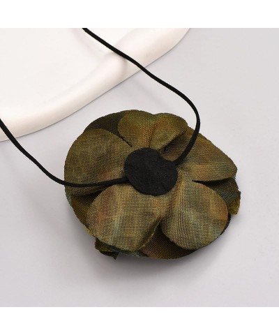 Green Fabric Flower Black Velvet Choker Adjustable Long Chain Necklace for Wedding Prom Banquet Jewelry Green $7.49 Necklaces