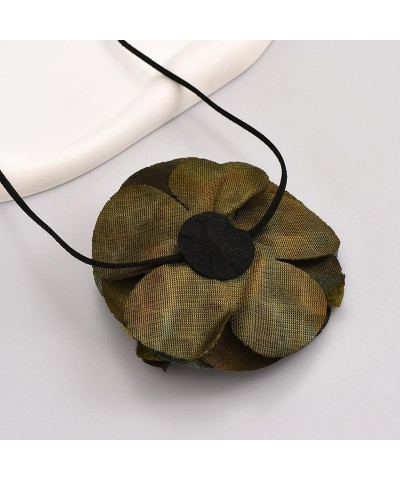 Green Fabric Flower Black Velvet Choker Adjustable Long Chain Necklace for Wedding Prom Banquet Jewelry Green $7.49 Necklaces