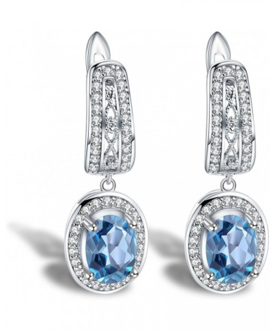 Elegant Natural London Blue Topaz Gemstone Dangle Earrings | 925 Sterling Silver $52.90 Earrings