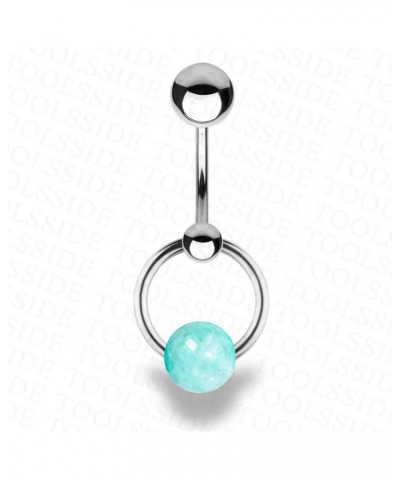 Vertical Hood Piercing Jewelry for Women with Amazonite Stone - Belly Button Ring, Vch Jewelry Hood, Stainless Steel Belly Bu...